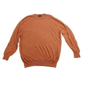 Stacy Adams Men's Crewneck Sweater Orange Cotton Blend Made In Italy Size 3XL